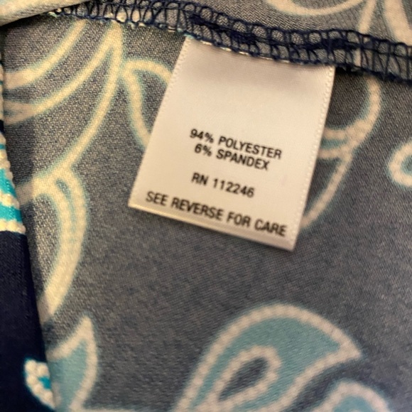 Sami & Jo cold shoulder knit, top navy teal floral 94% poly 6% spandex s… - Picture 8 of 10